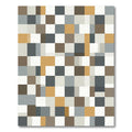 Geometric Ochre Gray White Squares Rug