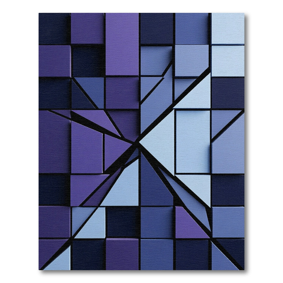 Modern Indigo Geometric Square Block Rug