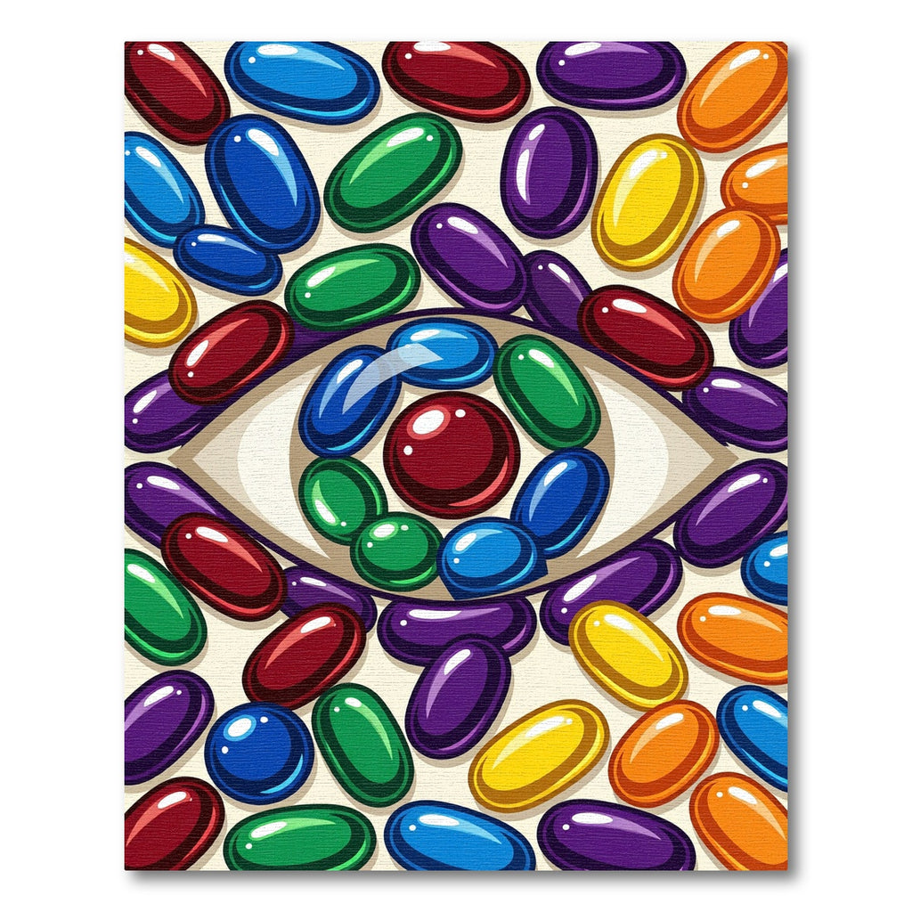 Vibrant Multicolored Jelly Bean Eye Art Rug