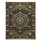 Ornate Gold Floral Hexagon Medallion Rug