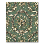 Elegant Sage Floral Baroque Scroll Rug