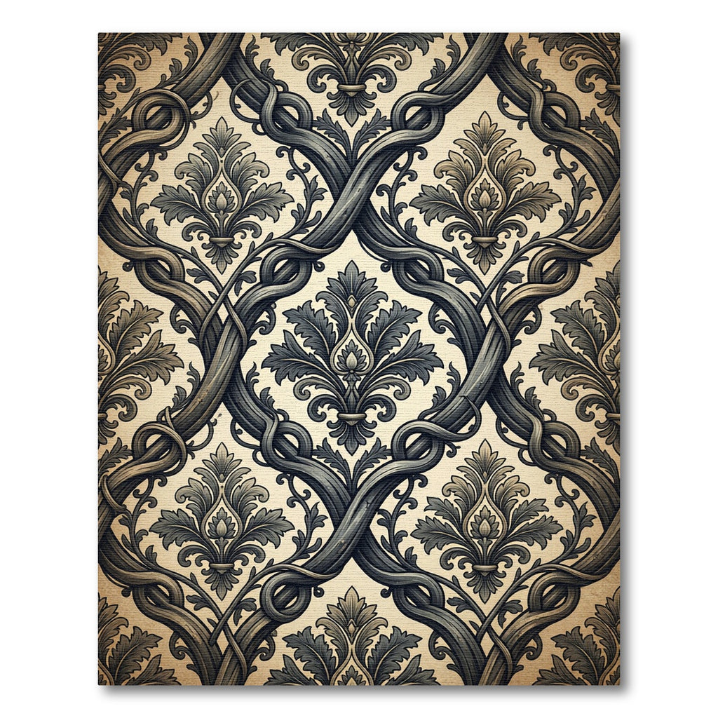 Antique Gray Scroll Acanthus Medallion Rug