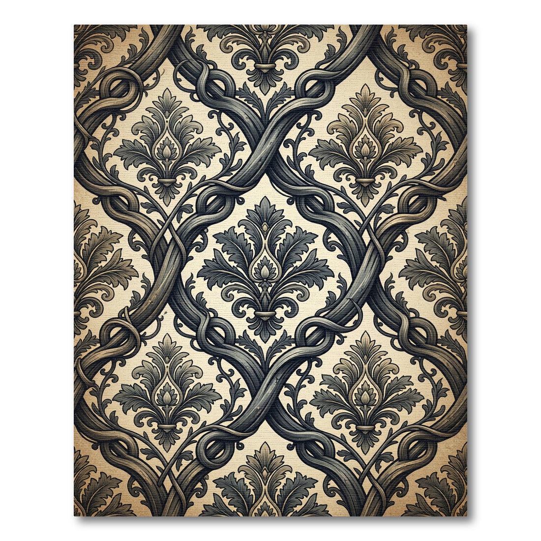 Antique Gray Scroll Acanthus Medallion Rug