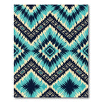 Teal and Navy Ikat Diamond Chevron Rug