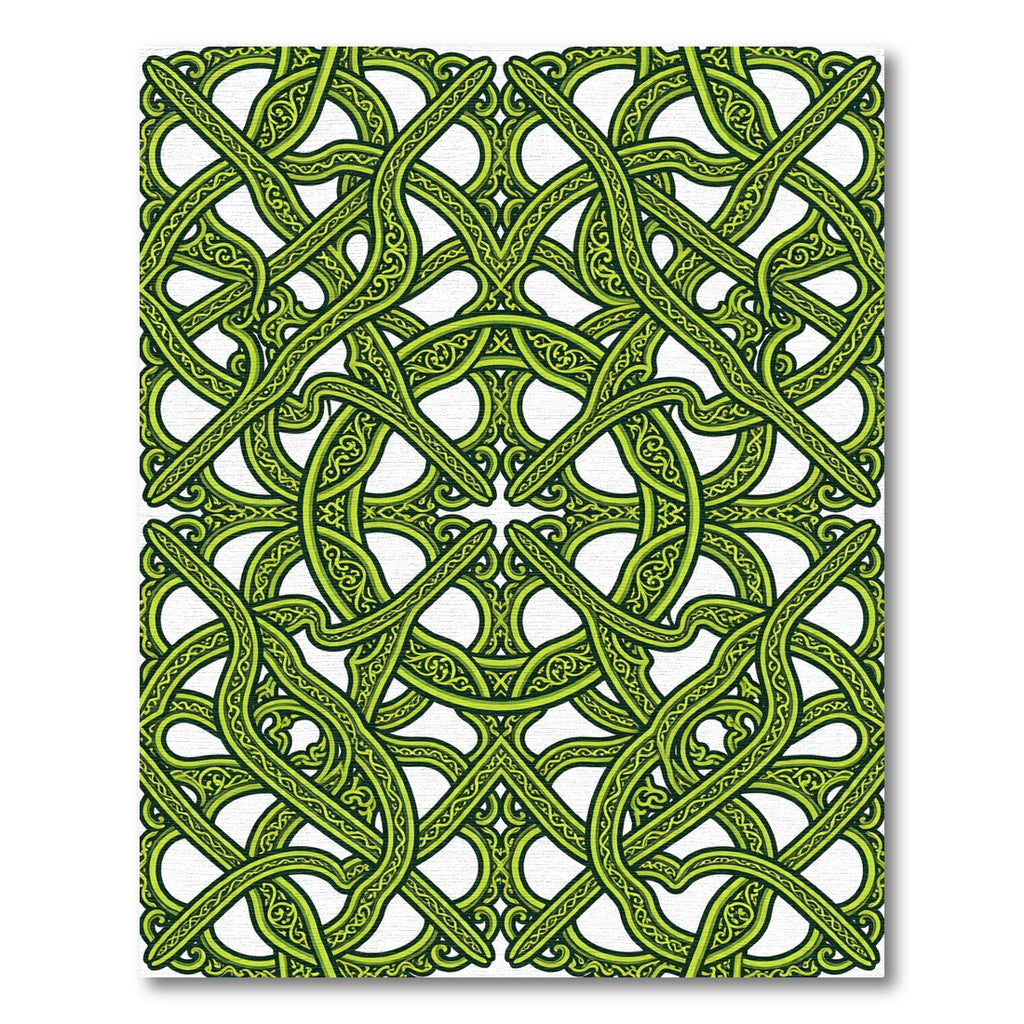 Vibrant Green Intertwined Knotwork Rug