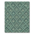 Emerald Sage Interlocking Lattice Damask Rug