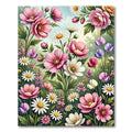 Vibrant Pink and White Meadow Floral Rug