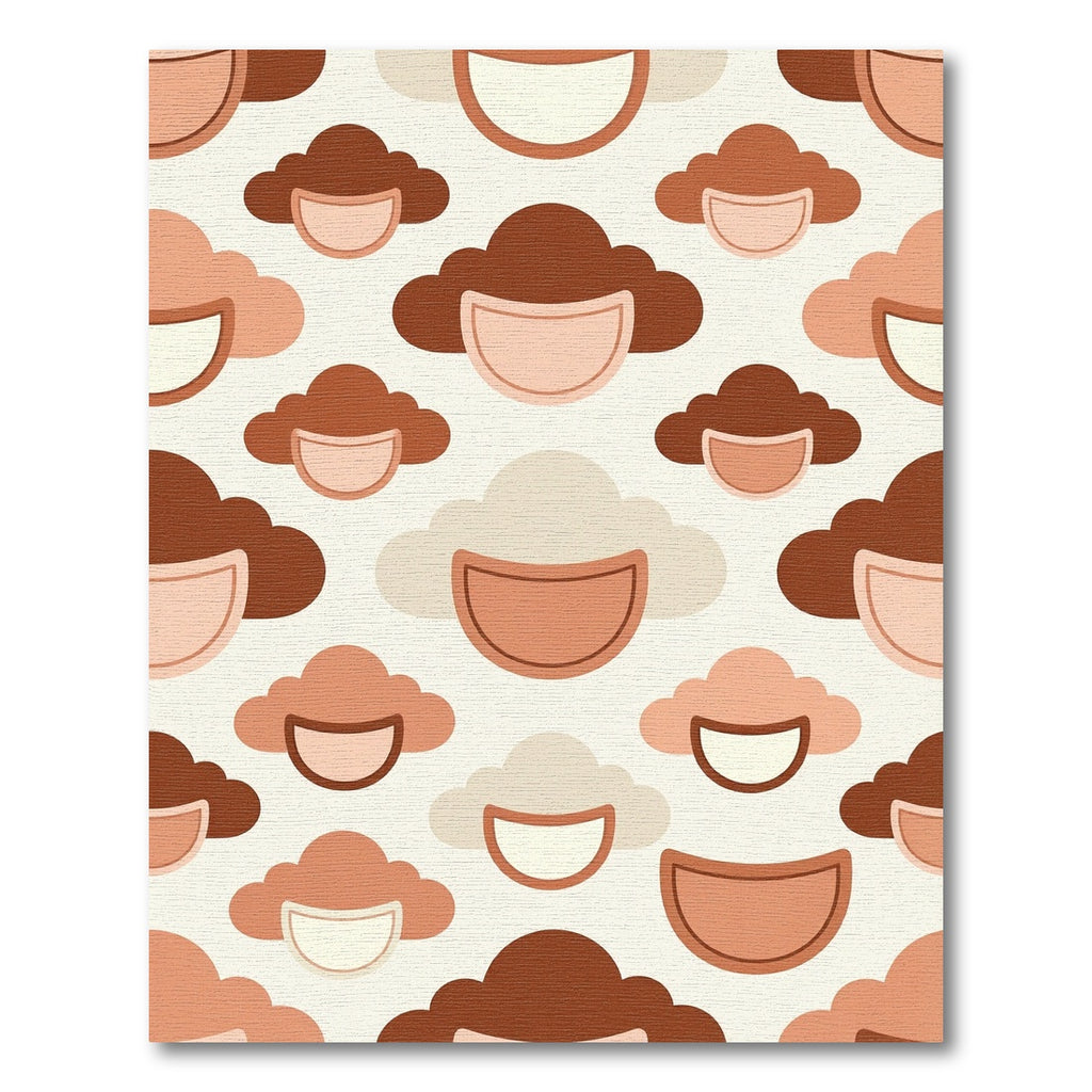 Mid-Century Earth Tone Cloud Faces Rug