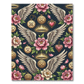 Pink Peony Angel Wing Heart Medallion Rug