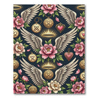 Pink Peony Angel Wing Heart Medallion Rug