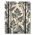 Earthy Charcoal Black Fern Botanical Forest Rug