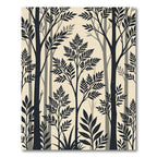 Earthy Charcoal Black Fern Botanical Forest Rug