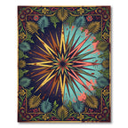 Celestial Golden Starburst Teal Foliage Rug