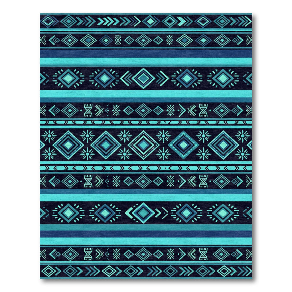 Teal Geometric Aztec Diamond Stripe Rug