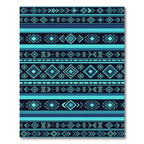 Teal Geometric Aztec Diamond Stripe Rug