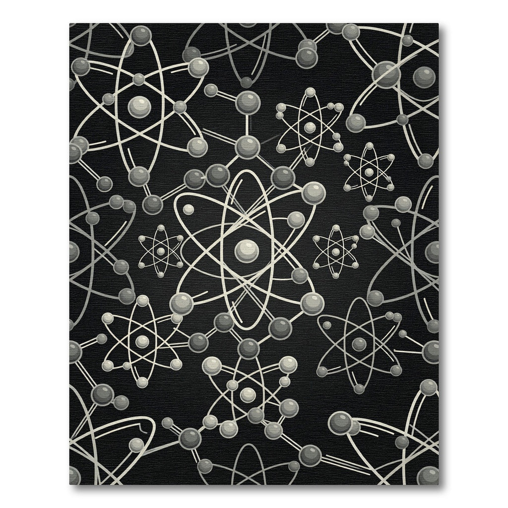 Atomic Structure Gray Pattern Rug