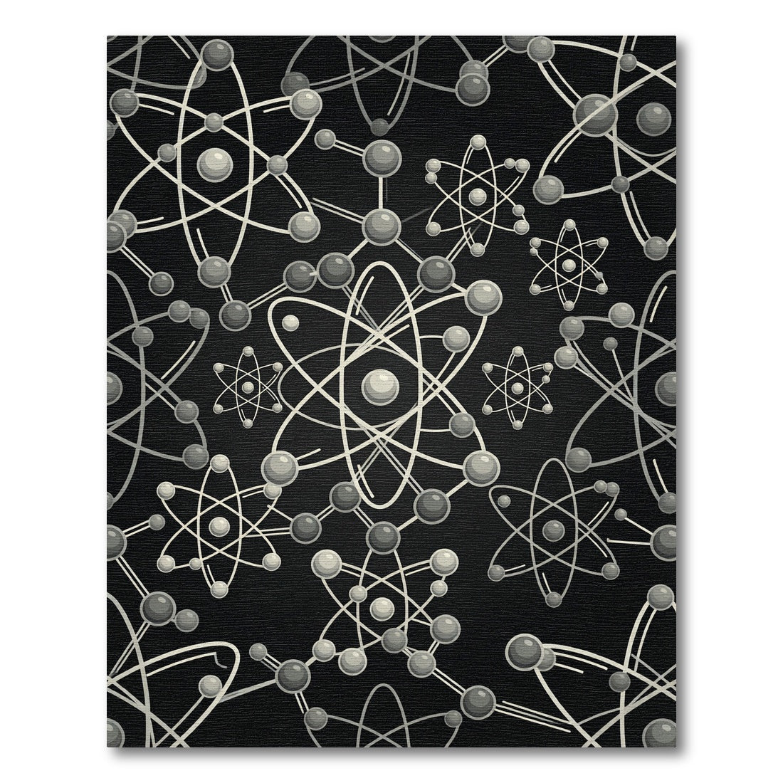 Atomic Structure Gray Pattern Rug