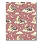 Whimsical Sleeping Mouse Celestial Crescent Cloud Rug
