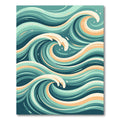 Abstract Teal and Peach Swirling Wave Rug