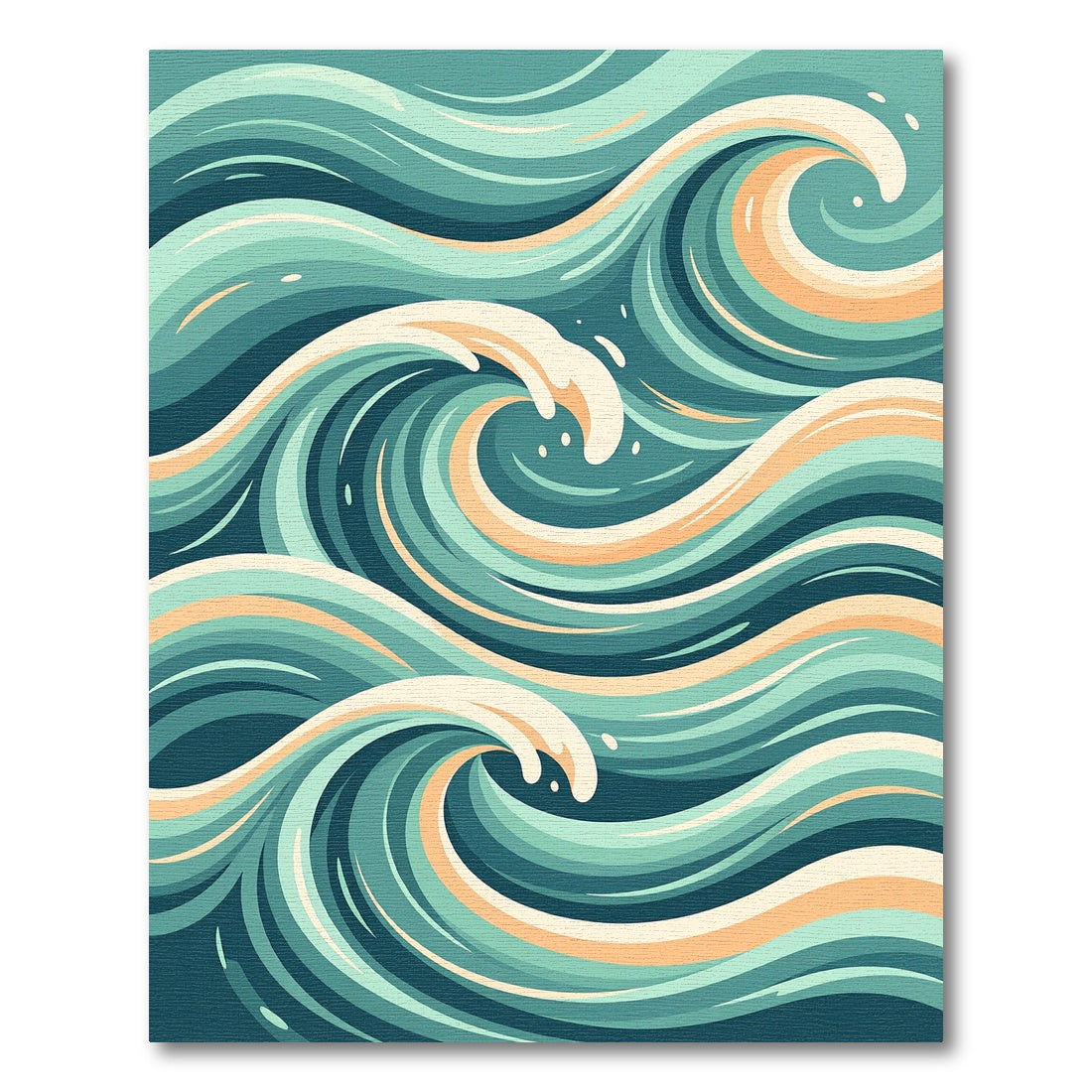 Abstract Teal and Peach Swirling Wave Rug