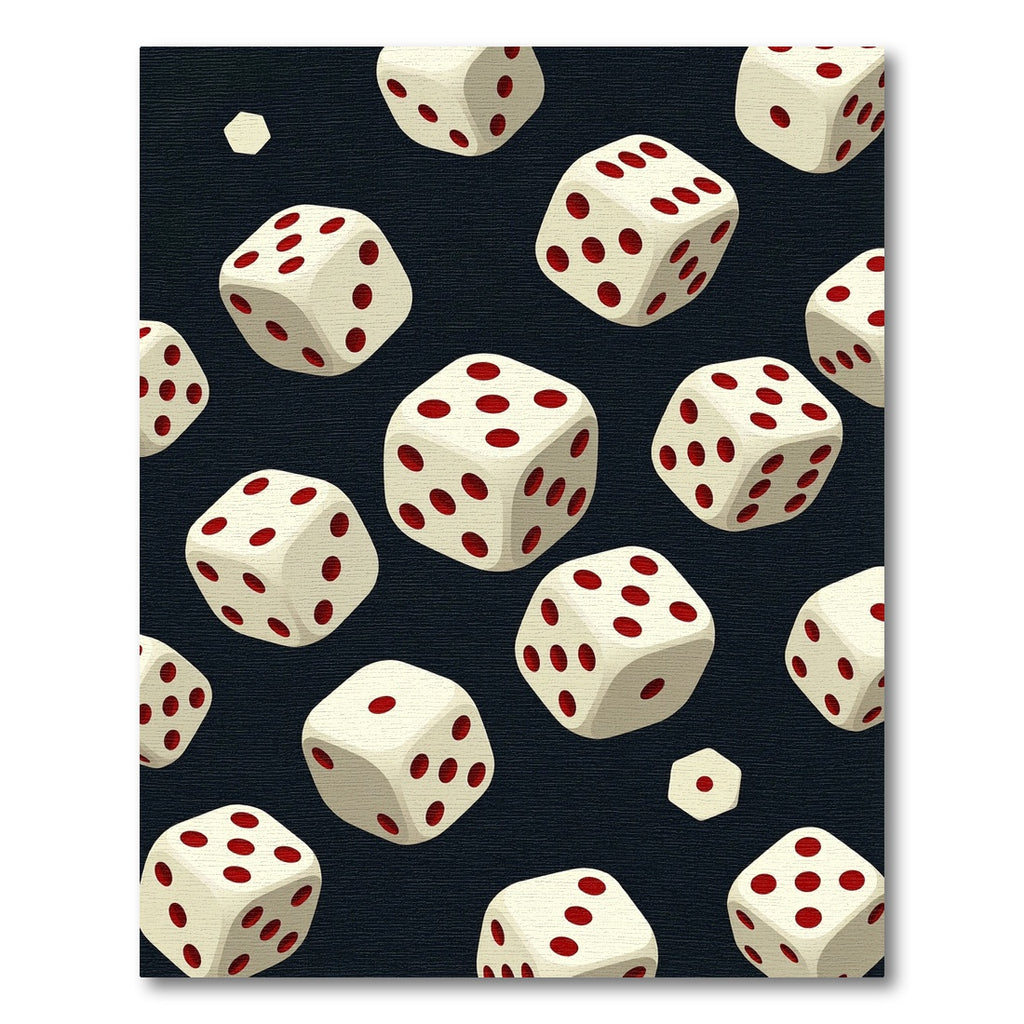 Minimalist Ivory Dice Black Graphic Rug