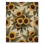 Golden Sunflower and Fern Bouquet Rug