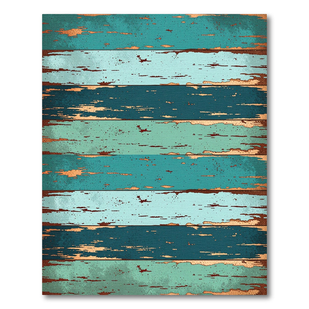 Distressed Teal Copper Wood Plank Rug