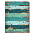 Distressed Teal Copper Wood Plank Rug