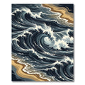 Dramatic Deep Blue Ocean Wave Rug