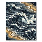 Dramatic Deep Blue Ocean Wave Rug