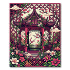 Vibrant Sakura Pavilion Floral Garden Rug