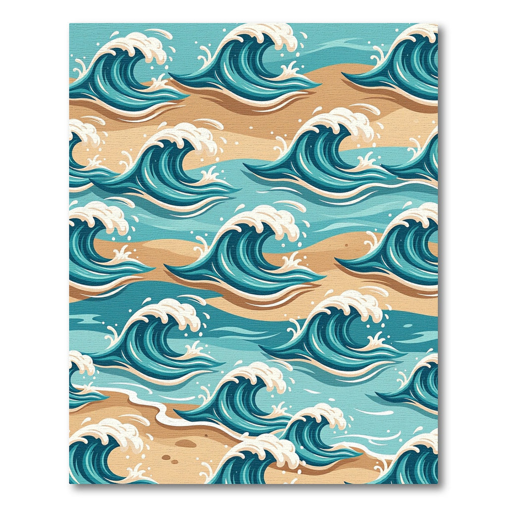 Playful Turquoise Coastal Ocean Wave Rug