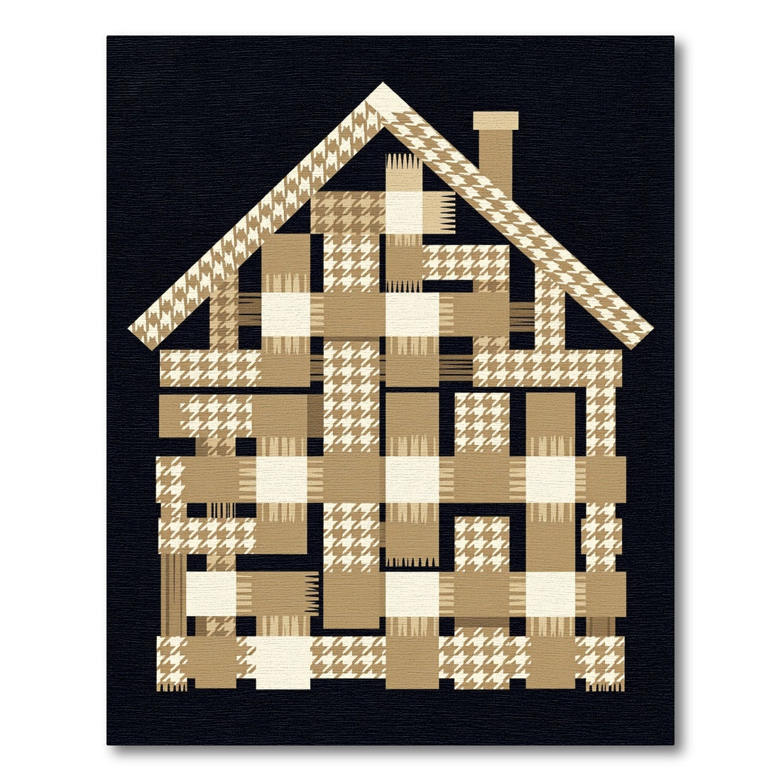 Woven Houndstooth Beige Plaid House Art Rug
