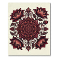 Deep Crimson Floral Mandala Rug