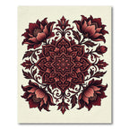 Deep Crimson Floral Mandala Rug
