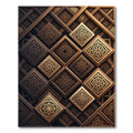 Embossed Golden Geometric Wood Panels Rug