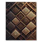 Embossed Golden Geometric Wood Panels Rug