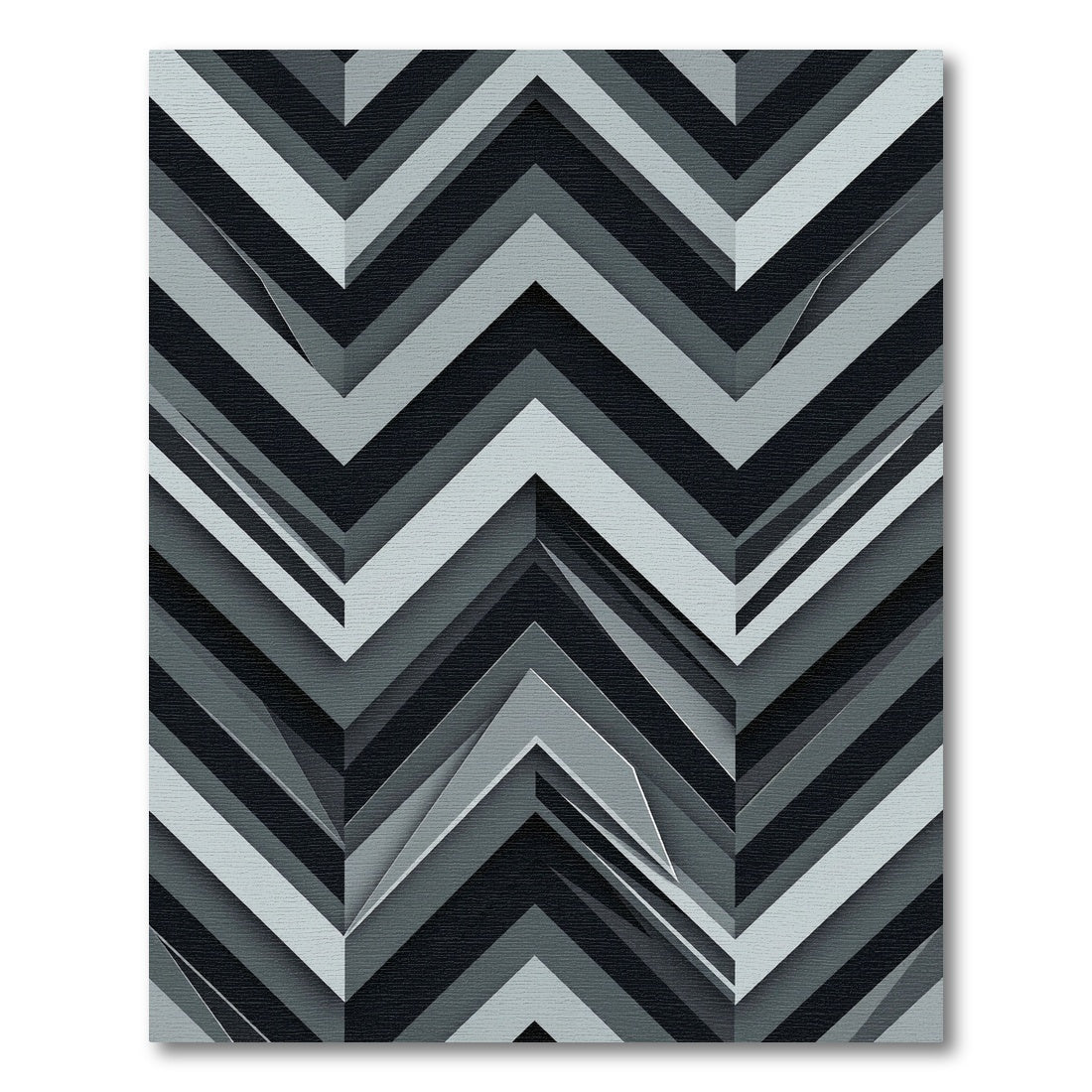 Monochromatic Gray Geometric Chevron Rug