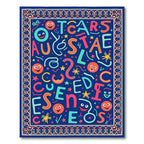 Colorful Cheerful Alphabet Faces Border Rug
