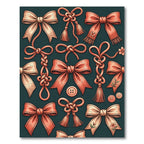 Coral Ribbon Knot and Button Illustration Rug