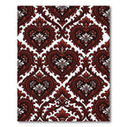 Elegant Dark Crimson Victorian Heart Damask Rug