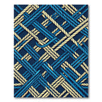 Woven Navy and Cream Diagonal Stripe Rug