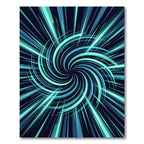 Electric Blue Neon Vortex Swirl Rug