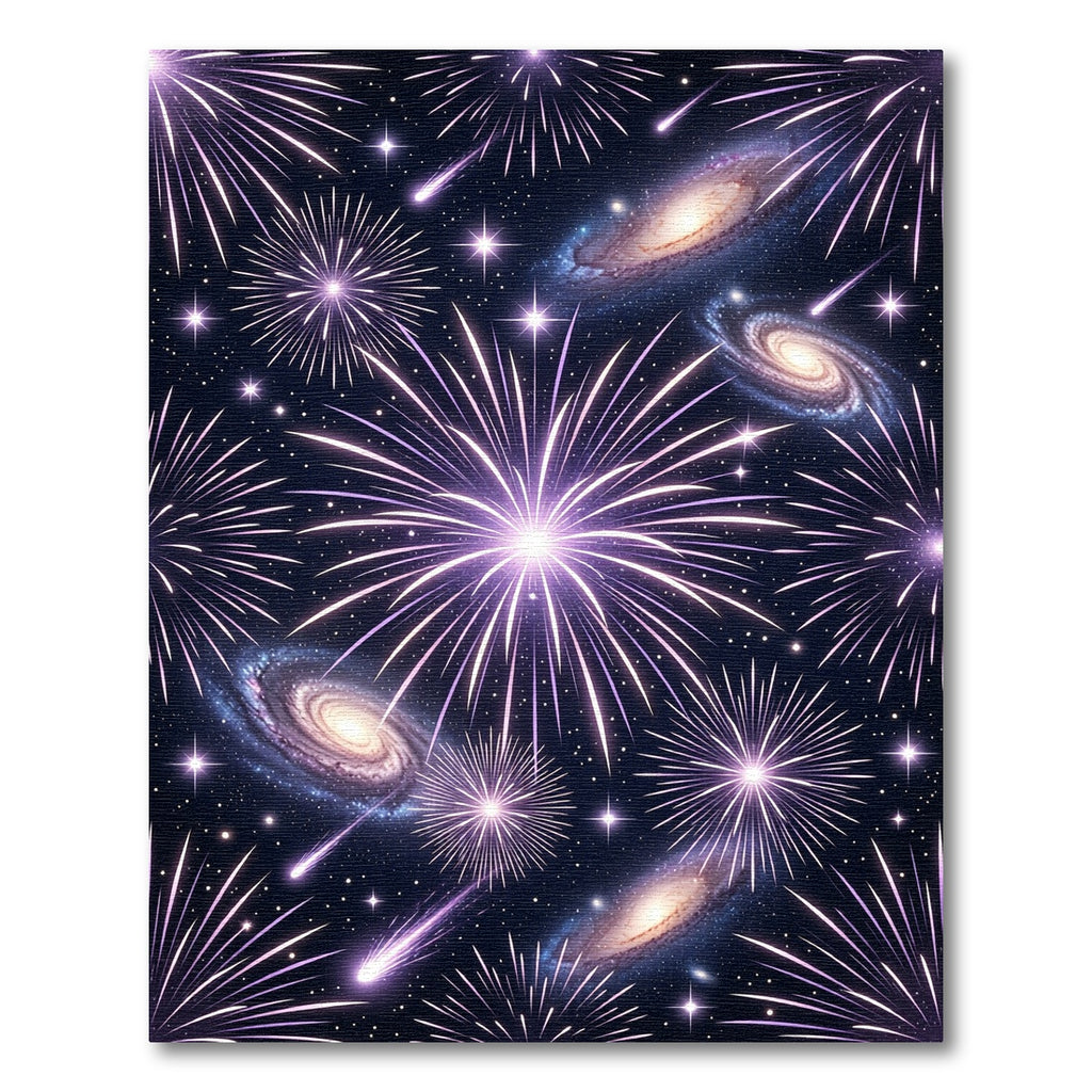 Galactic Fireworks Purple Starry Night Rug