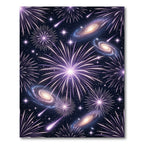 Galactic Fireworks Purple Starry Night Rug