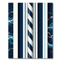 Navy Blue White Bold Striped Waves Rug