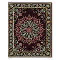 Elegant Oxblood Floral Medallion Foliage Rug