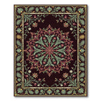 Elegant Oxblood Floral Medallion Foliage Rug