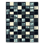 Modern Monochrome Geometric Grid Block Rug