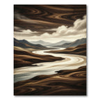 Earthy Wood Grain River Landscape Rug